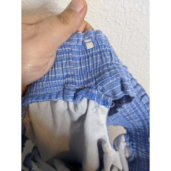 Boho J by JOA Off Shoulder Chambray Embroidered Crop Top Size S Babydoll Floral - Picture 5 of 7